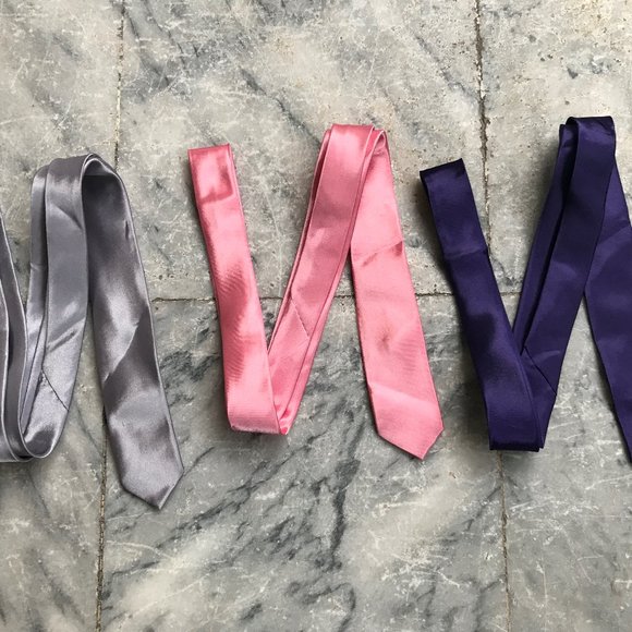 Tie Lot of 3 Ties Men Necktie Purple Gray Pink - Picture 5 of 8
